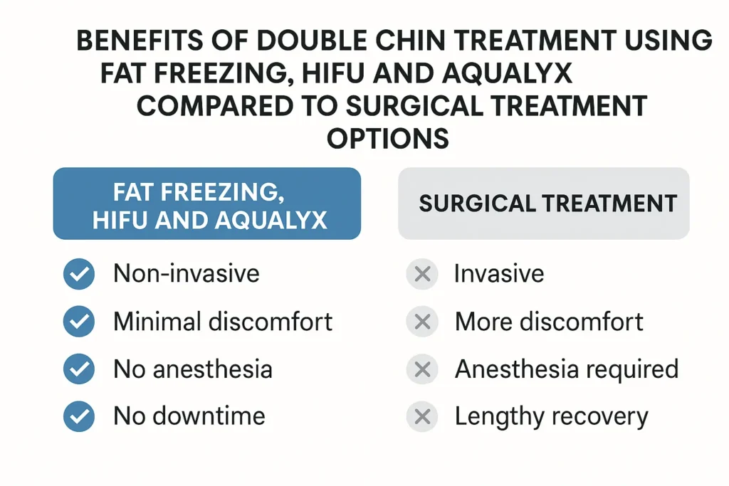 Graphic about the benefits of double chin treatment West Ham - from LA LIPO