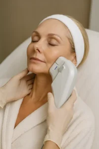 Woman receiving HIFU non surgical facelift treatment West Ham